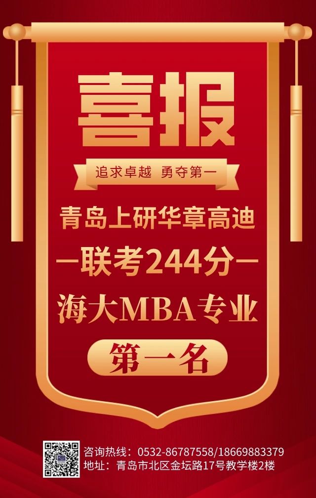 【联考捷报】青岛上研华章2021级学员光荣榜！恭喜两位学霸斩获海大MBA/MEM第一名！(图5)
