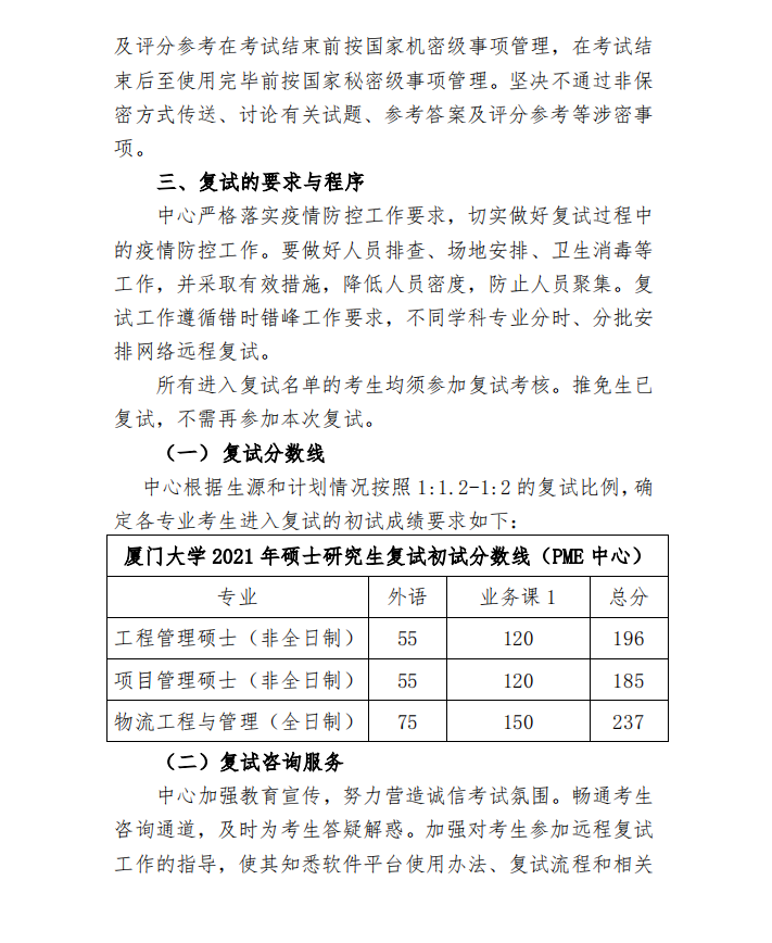 【厦门大学】2021MEM复试录取办法(图3)